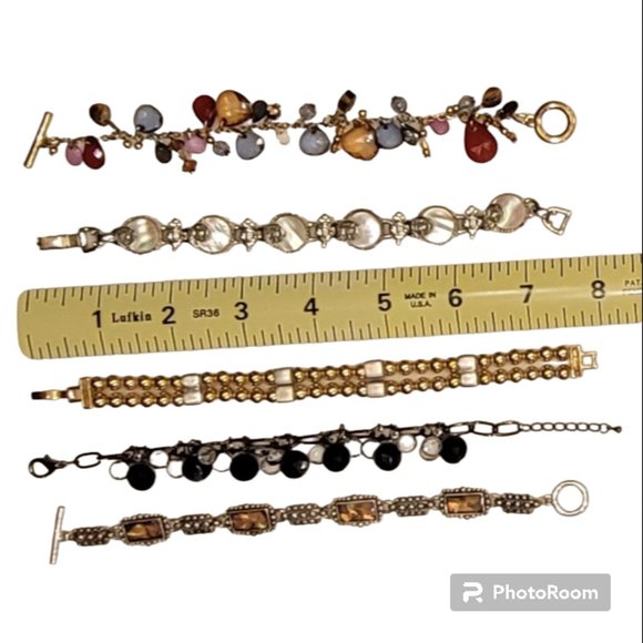 Bundled Lot of 5 Vintage Costume Jewelry Sparkly Gemstone Bracelets - Picture 8 of 8